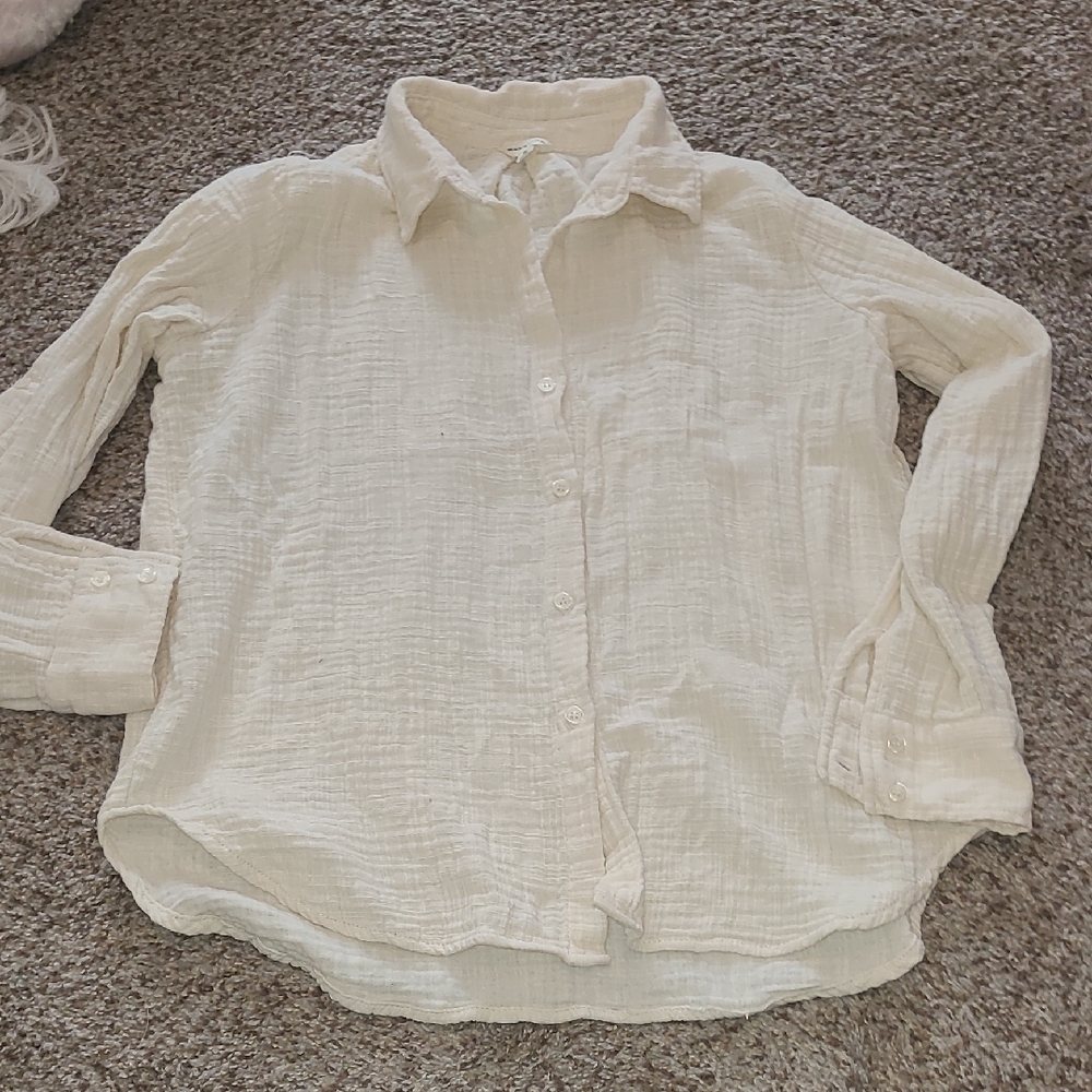 Max Studio Cream Button Down Shirt